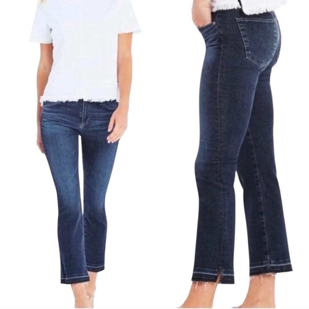 AGJEANS The Jodi Crop High Rise Slim Flare Crop - Dark Wash Size 29 NWT D0056 - Picture 2 of 3